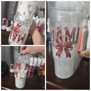 Festive Snow Globe Tumbler with Red Bow